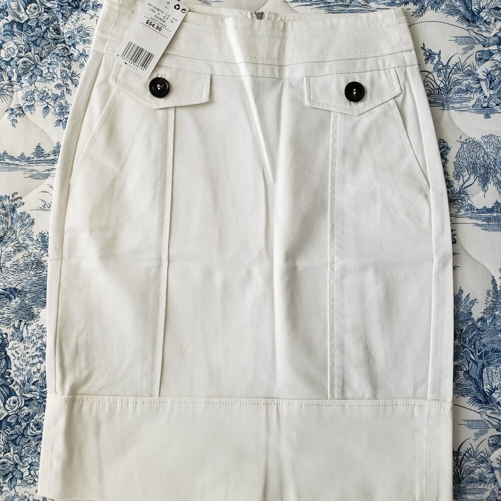 Mango White Pencil Skirt with Button Pocket Detail